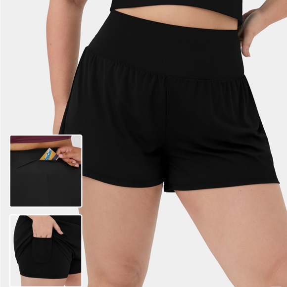 HALARA - NWT Back Pocket Plus Side Hidden Pocket 2-in-1 Gym Plus Size Shorts - Picture 1 of 13